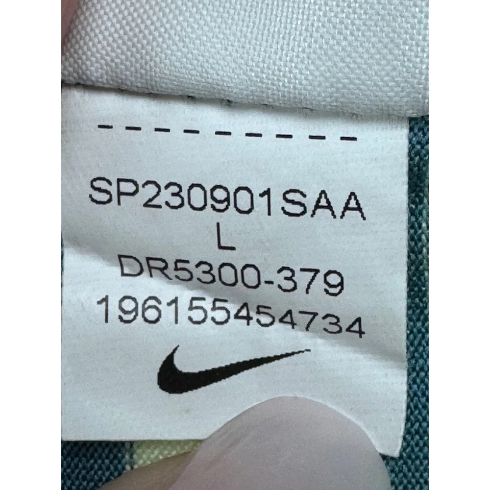 Nike Dri-FIT Mens Golf Polo Shirt Blue Green Striped Large Active Outdoor